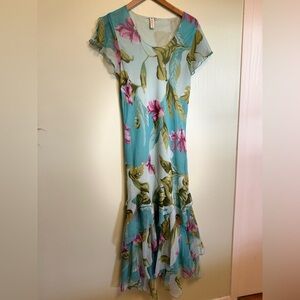 Floral Maxi Dress in Blue and Green